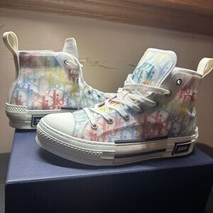 Dior White and Multicolor High-Top Sneakers